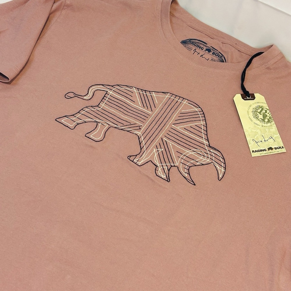 Raging Bull Brand T-shirt  Stitched Men's Large Phil Vickery Pink Mauve